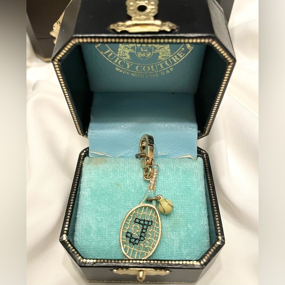NWT Vintage JUICY COUTURE TENNIS BALL AND RACKET Gold Charm Y2K - Picture 3 of 5